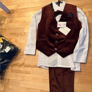 Isaac Mizrahi Boys Rust Vest Suit Set